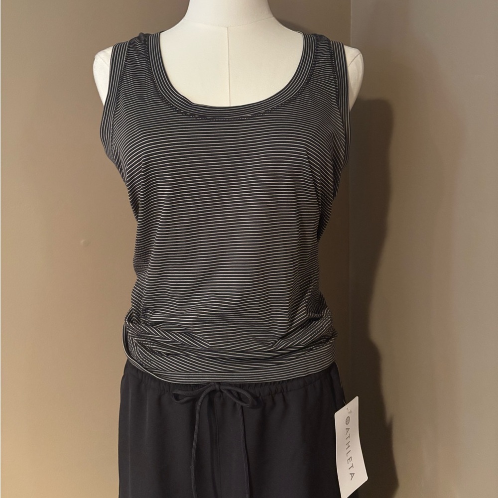 Athleta Momentum Seamless Tank Black Mini Stripe Size Medium - Picture 8 of 9